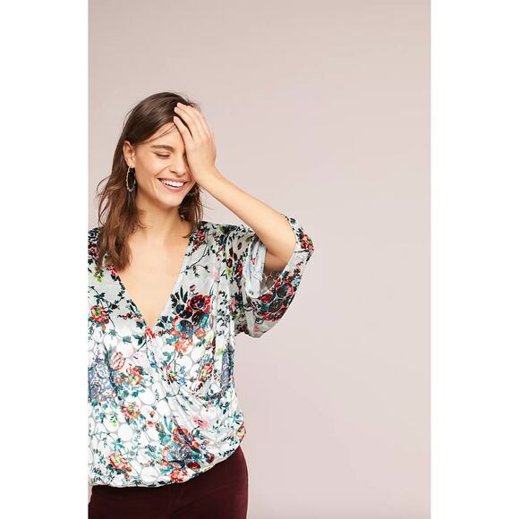 Anthropologie Maeve Umi Velvet Wrap Kimono Top Medium - Picture 3 of 10